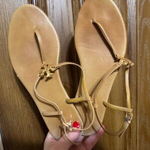 Tory Burch Tan Sandals with Ankle Wrap